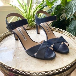 Manolo Blahnik strappy heels with rubber bottom !